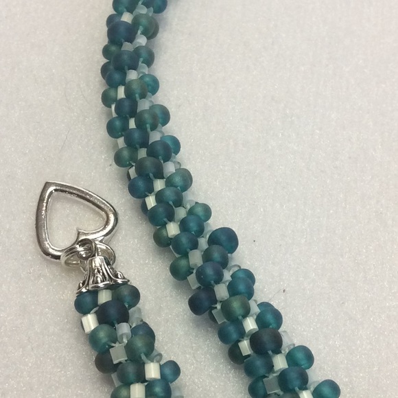 FINAL SALE PRICE Designer Original Hand Woven Teal Jewelry Set - Picture 6 of 8